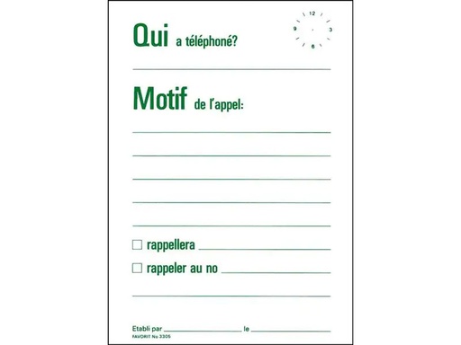 [90138388 1144520] Favorit Telefonblock Mitteilung A6, Französisch, 60 Blatt