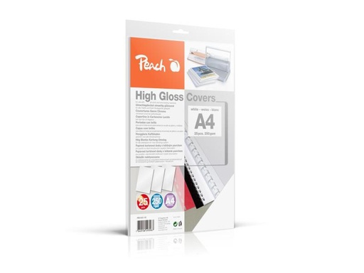 [90138769 29190] Peach Einbanddeckel High Gloss A4, 250 g/m², 25 Stück, Weiss