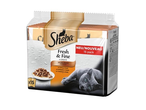 [90138780 1109589] Sheba Nassfutter Fresh &amp; Fine in Sauce Geflügel, 15 x 50 g
