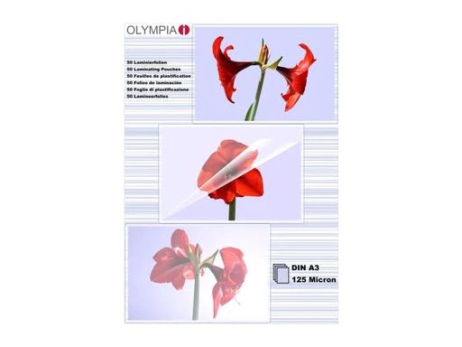 [90139286 203281] Olympia Laminierfolie A3, 125 µm, 50 Stück, Glänzend