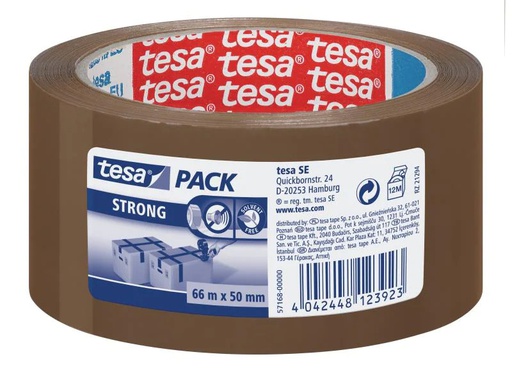 [90139295 540185] tesa Klebeband strong 50 mm x 66 m, 1 Rolle Braun
