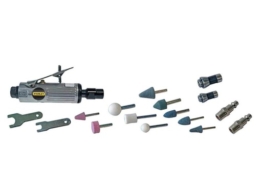 [90139309 956970] Stanley Druckluft-Schleifer Set mit 10 Aufsätzen