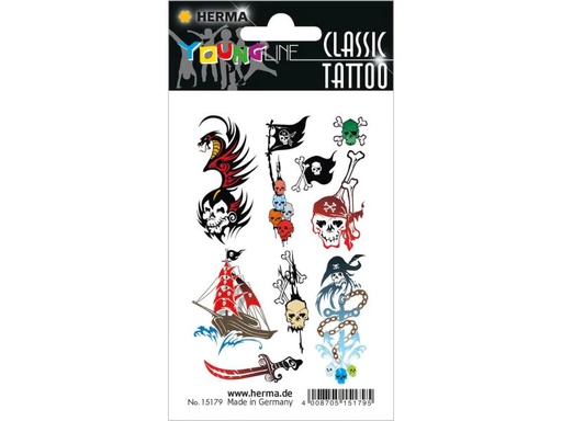 [90139330 1098938] Herma Stickers Tattoos Classic Piraten, 1 Stück
