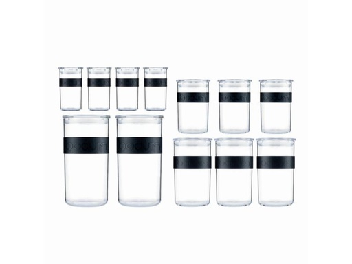 [90139585 1014232] Bodum Vorratsglas Presso 12 Stück, 0.25 l/0.6 l/1 l/2 l,