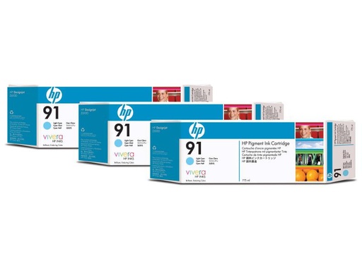 [90139630 887609] HP Tinte Nr. 91 (C9486A) Light Cyan (3er-Pack)