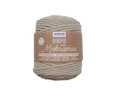 [90139694 1162213] Glorex Wolle Makramee Rope gedreht 5 mm, 500 g, Beige