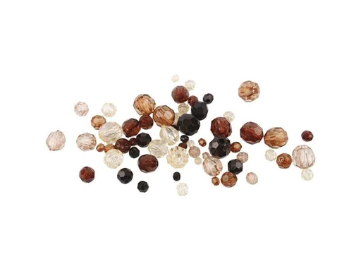 [90139775 846849] Creativ Company Facettenperlen 4-12 mm Braun, 170 Stück