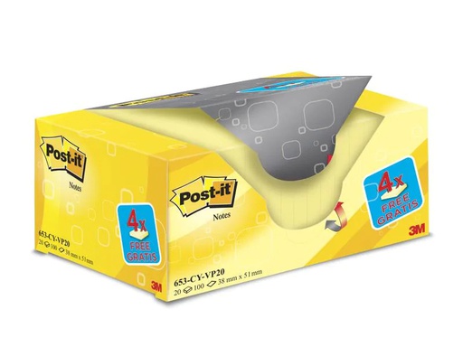 [90140168 1059055] Post-it Notizzettel Post-it 3.8 cm x 5.1 cm Gelb, 20 Blöcke