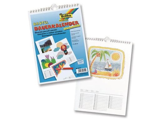 [90013998 649256] Folia Dauerkalender 17 x 24 cm, Weiss