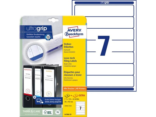 [90140604 129621] Avery Zweckform Ordneretiketten L4760 192 x 38 mm