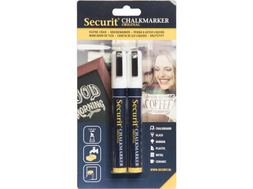 [90141203 1196923] Securit Kreidemarker 2-6 mm 2 Stück, Weiss