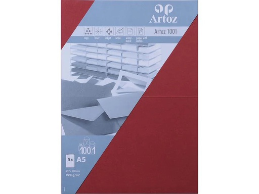 [90141712 1212353] Artoz Blankokarte 1001, A5, 5 Blatt, Weinrot