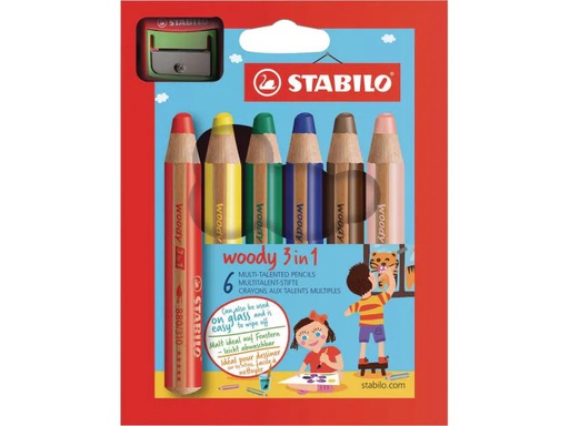 [90141824 576091] STABILO Farbstifte Woody 3in1 6 Stück, ink. Spitzer