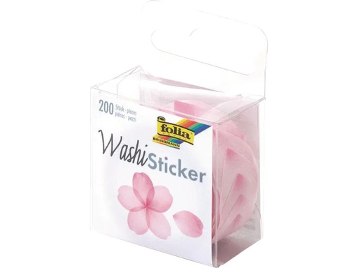 [90142037 982413] Folia Sticker auf Rolle Washi Blüten, Rosa, 200 Sticker