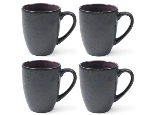 [90142257 834446] Bitz Kaffeetasse 300 ml, 4 Stück, Dunkelviolett/Schwarz