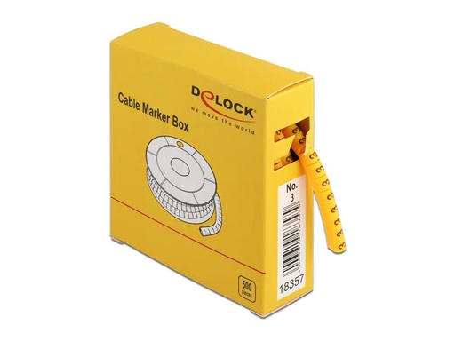 [90142510 1151697] Delock Kabelkennzeichnung Nr.3, gelb, 500 Stück