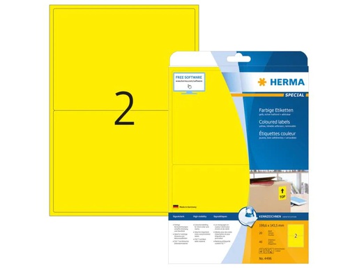[90143049 1098892] HERMA Universal-Etiketten 4496 Gelb, 40 Etiketten