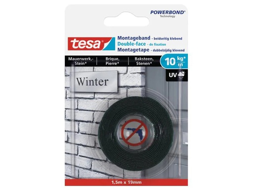 [90014289 491936] tesa Montageband 1.5 m x 19 mm für Mauerwerk + Stein