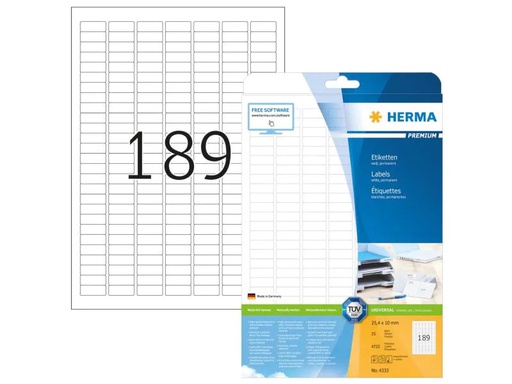 [90143202 1085853] HERMA Universal-Etiketten 4333 25.4 x 10 mm, 4725 Etiketten
