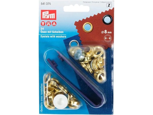 [90143261 1087993] Prym Ösen + Scheiben 8 mm, Gold, 24 Stück