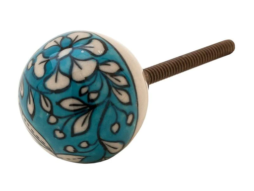 [90143846 1176558] Tranquillo Möbelgriff handgemacht, Ø 3 cm, Türkis/Weiss