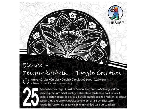 [90143913 1097360] URSUS Aquarellblock Kacheln, ø 9 cm, Schwarz, 25 Stück