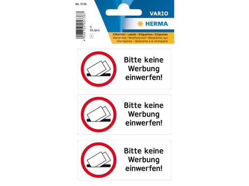 [90144307 1060484] Herma Stickers Text-Etiketten 84 x 120 mm Bitte keine Werbung einwerfen