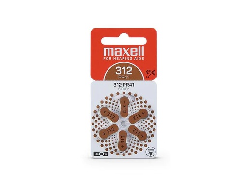 [90144350 1126445] Maxell Europe LTD. Hörgerätebatterie PR41- 312, 6 Stück