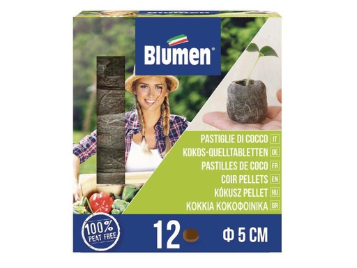 [90144893 1036074] Blumen Quelltabletten Ø 50 mm mit Netz, 12 Stück