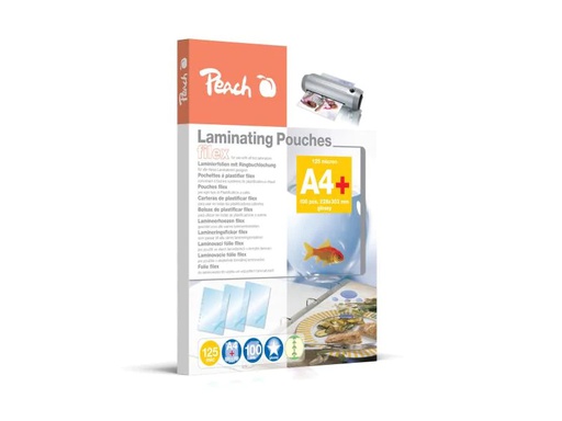 [90144905 909430] Peach Laminierfolie A4, 125 µm, 100 Stück, Glänzend, Abheftlochung