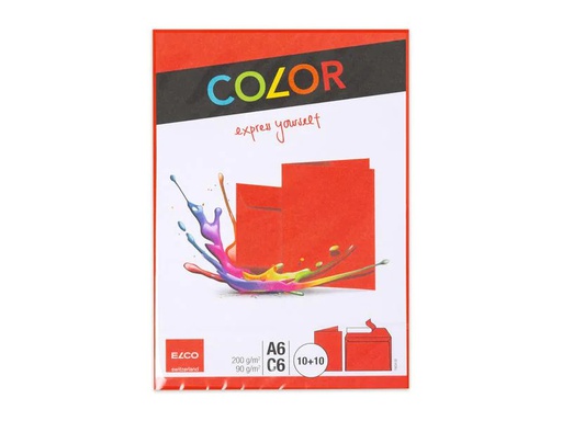 [90144991 1002957] ELCO Doppelkarte mit Couvert Color A6/C6 Rot, 20 Stück