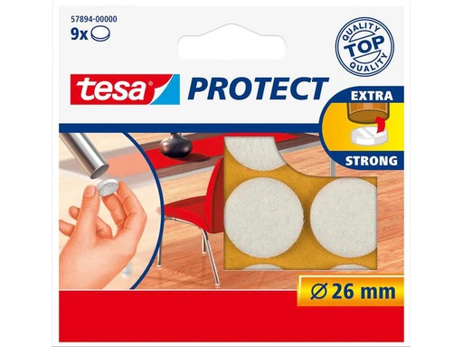 [90145042 1160720] tesa Stuhlbeingleiter Protect Ø 26 mm 9 Stück, Weiss