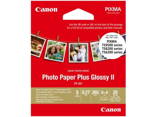 [90145488 909716] Canon Fotopapier PP-201 Glossy II 8,9x8,9 cm 20 Stück