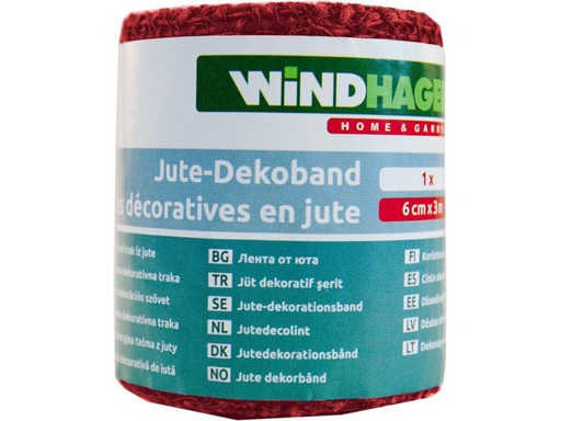 [90145605 984882] Windhager Bindeschnur Jute-Dekoband, rot