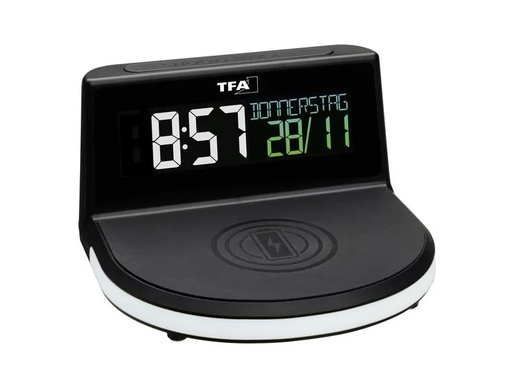 [90145724 1093710] TFA Dostmann Digitalwecker Charge-it-Wireless Schwarz