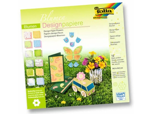 [90145744 599684] Folia Designpapier Block Blumen Mehrfarbig
