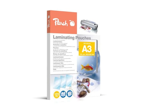 [90146308 331648] Peach Laminierfolie A3, 125 µm, 100 Stück, Glänzend