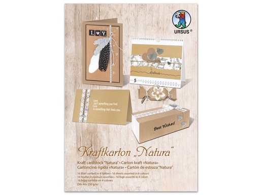 [90146981 1158335] URSUS Bastelpapier Natura A4, 250 g/m²,  16 Stück, Braun
