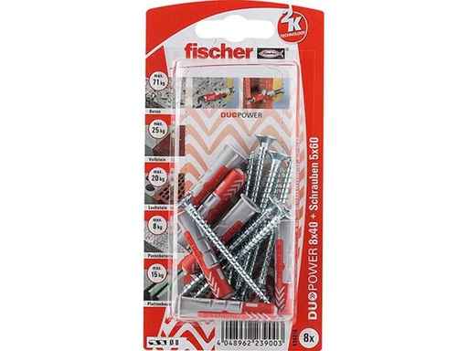 [90147012 683684] Fischer Dübel DUOPOWER 8 x 40 S, 8 Stück