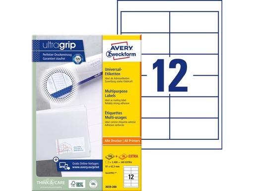 [90147133 926246] Avery Zweckform Universal-Etiketten 3659 97 mm, 220 Blatt