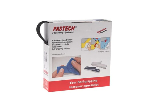 [90147514 906375] FASTECH Hakenseite Box 25 mm x 10 m selbstklebend, Schwarz