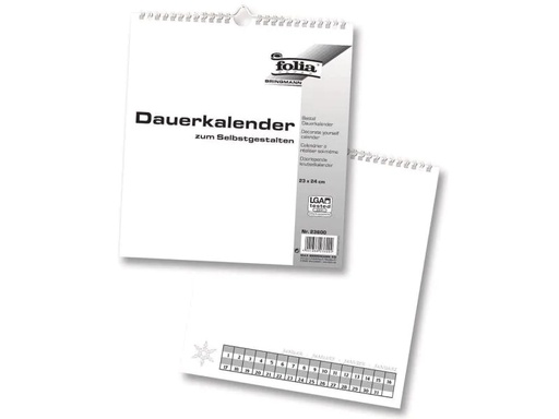 [90147814 649250] Folia Dauerkalender 23 x 24 cm, Weiss