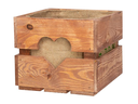Holz Zollhaus Holzharasse mit Herzausschnitt, Braun 30 x 30 cm