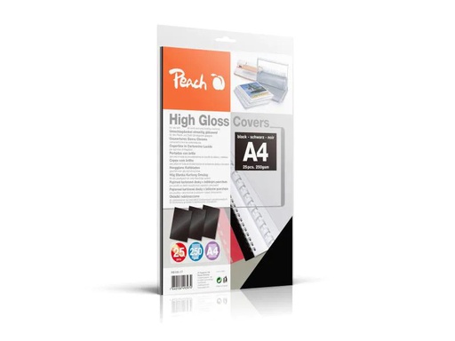 [90147831 29191] Peach Einbanddeckel High Gloss A4, 250 g/m², 25 Stück, Schwarz