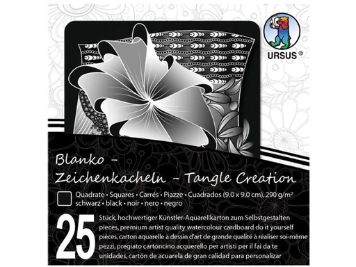 [90148377 1097358] URSUS Aquarellblock Kacheln, 9 x 9 cm, Schwarz, 25 Stück