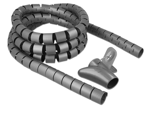 [90148632 1203267] Delock Spiroschlauch mit Einziehwerkzeug, 2.5 m x 30 mm Grau