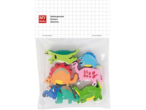 [90148695 984403] Rico Design Radiergummi Dinosaurier 6 Stück, Mehrfarbig