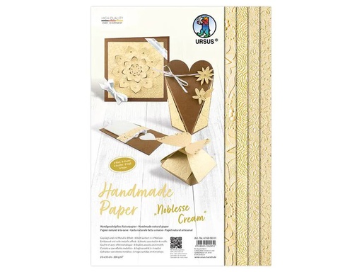 [90148802 1158300] URSUS Bastelpapier Noblesse 23 x 33 cm, 200 g/m², 8 Blatt, Creme