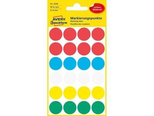 [90014925 926313] Avery Zweckform Klebepunkte 18 mm Mehrfarbig