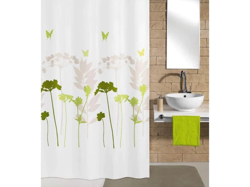 [90149932 912563] Kleine Wolke Duschvorhang Barcelona 180 x 200 cm , Beige/Grün/Weiss